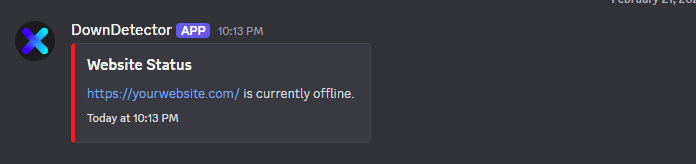 Discord outage alert message example